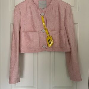 Popchrio women’s pink cropped long sleeve Jacket